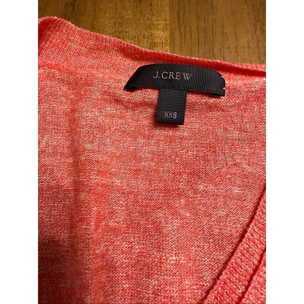 J.CREW Women’s Coral Merino Wool/ Linen Blend V-neck Sweater Size XXS - Picture 5 of 8